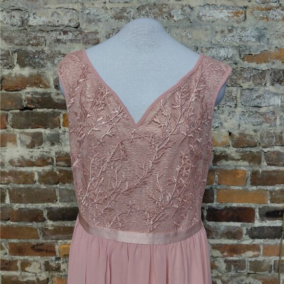 Miusol Mother Of Bride Formal Dress Women's XL Pink Chiffon Wedding Party Maxi - Picture 4 of 10